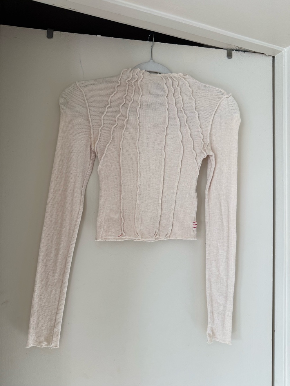 Urban Outfitters Pale Pink Ribbed Long Sleeve Top